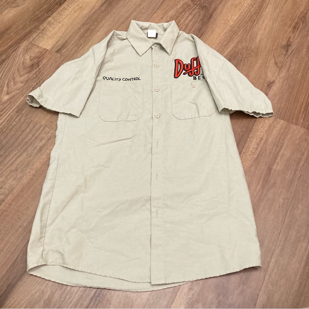 Universal Studios Exclusive Simpsons “Duff Quality Control” work button up